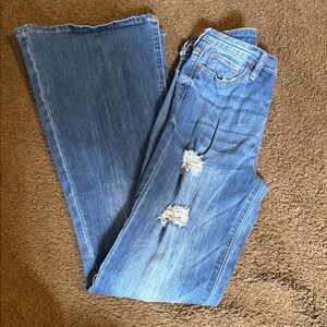 Rue21 Blue Distressed Flare Jeans
